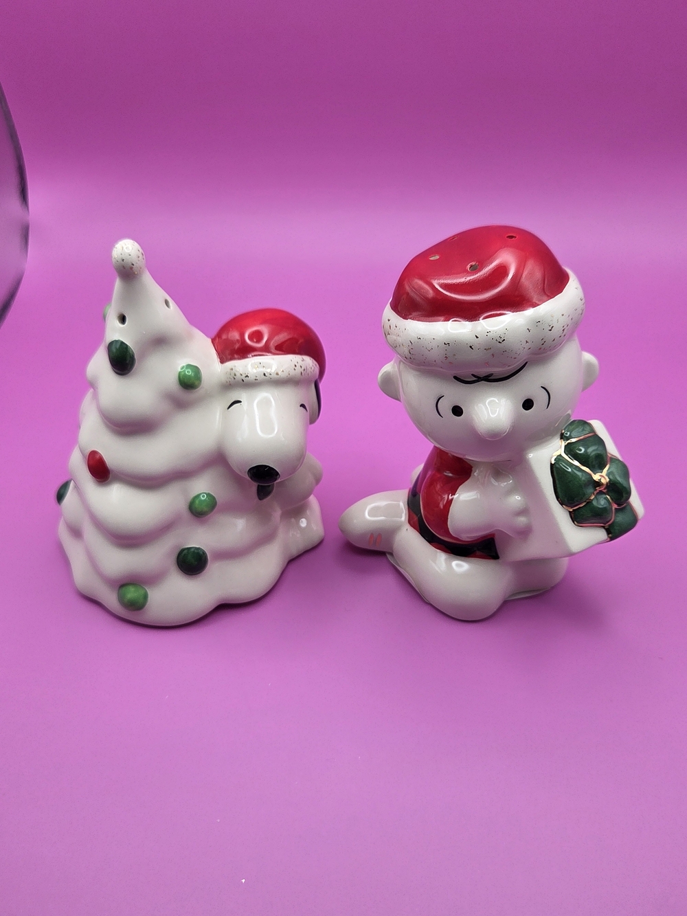 Lenox Red and Gold Snoopy’s Christmas Salt & Pepper Set